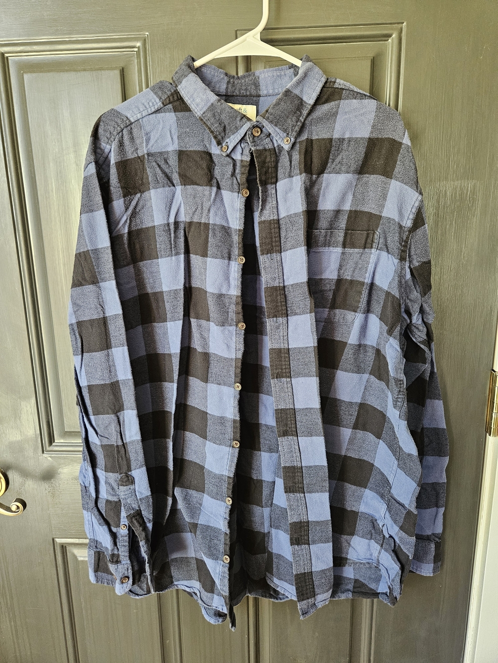 Croft & Barrow Blue and Black Plaid Button-Down Flannel Shirt